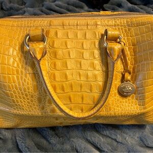 Brahmin Yellow Croc Embossed Satchel